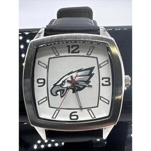 Philadelphia Eagles Gametime Men’s Watch Black Leather Band Retro Series Works!